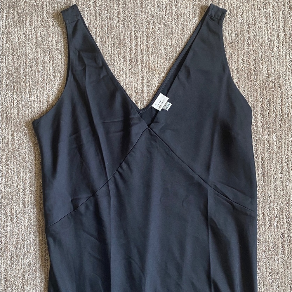 Satin Black Slip Dress Size L Little Black Dress